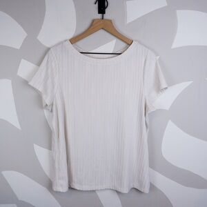 Liverpool Los Angeles Cream Boat Neck Baby Tee | XL